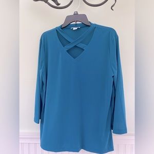Turquoise stretchy work blouse